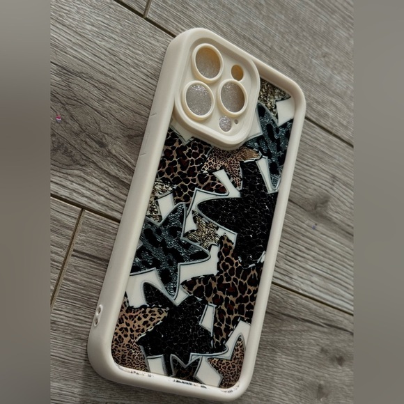 iPhone 15 Pro Max Brand New Case with Lens Cover Animal Print Y2K Stars - Picture 2 of 4